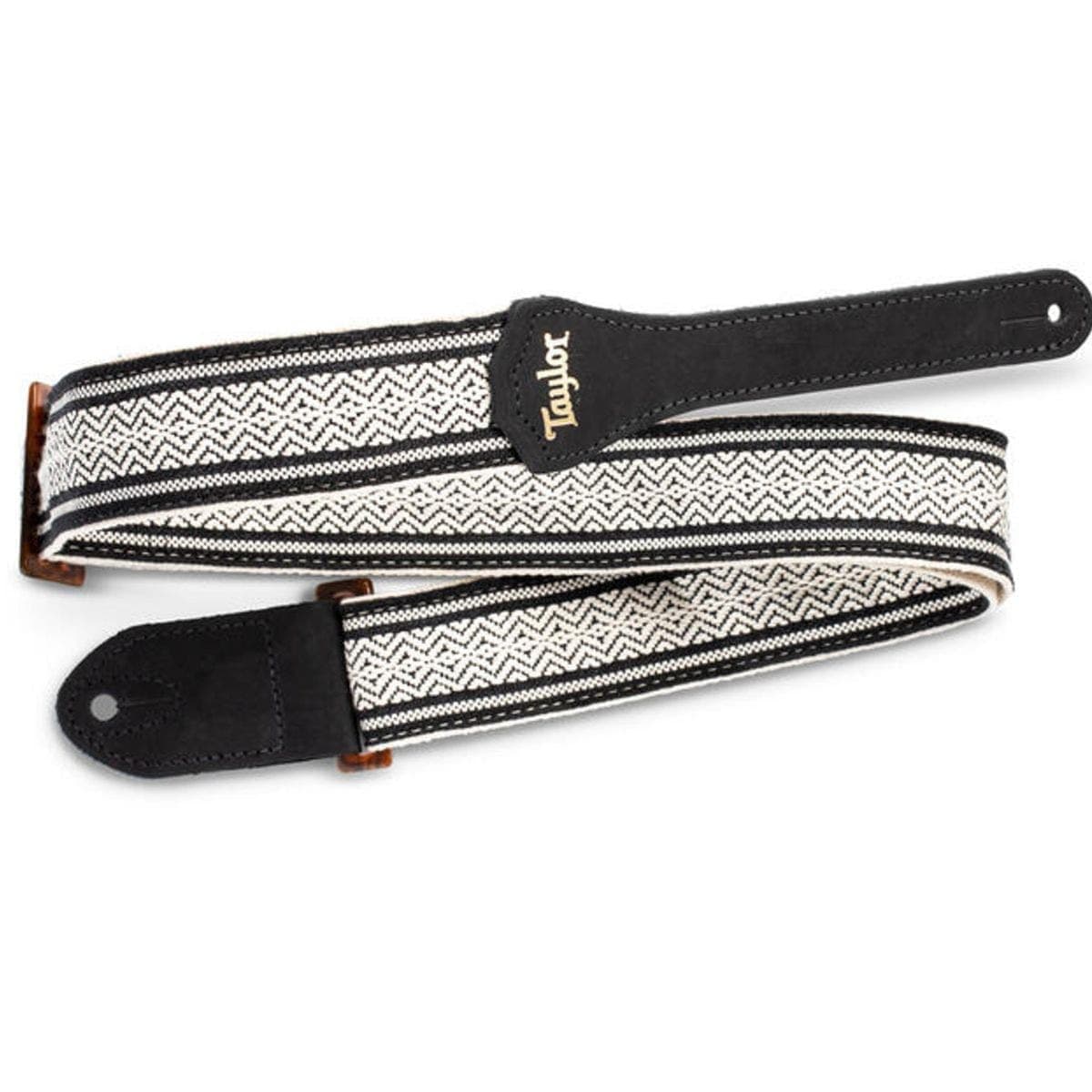 Taylor Jacquard Cotton Guitar Strap, White/Black, 2 Inches