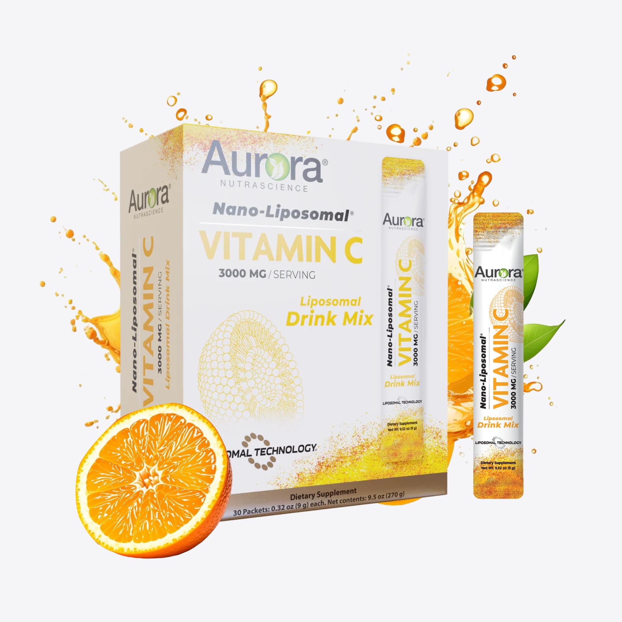 Aurora Nutrascience Nano-Liposomal Vitamin C, 3,000 mg, Immune Support, 30 Servings