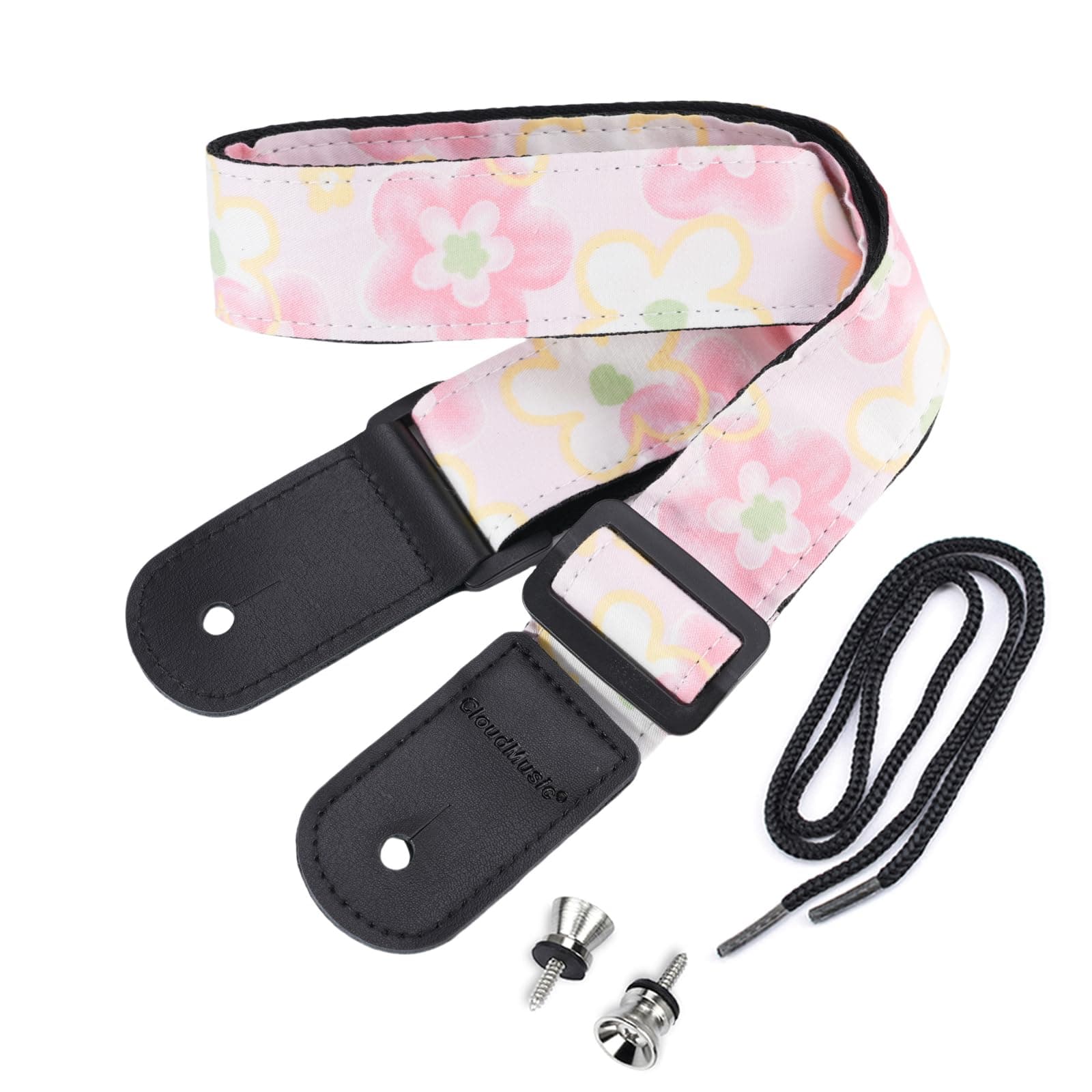 CloudMusic Pink Floral Ukulele Strap for Adults and Kids