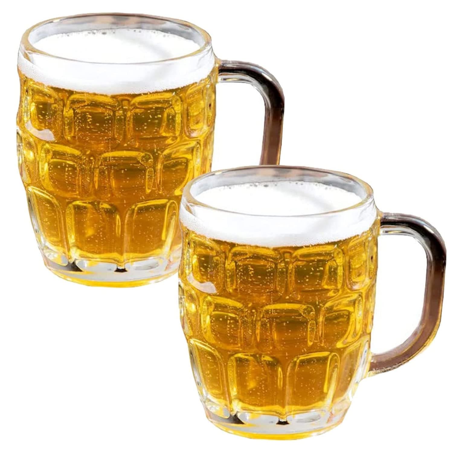 LavoHome Classic European Style Glass Stein Mug - 16 oz Set of 2, Perfect for Oktoberfest Parties