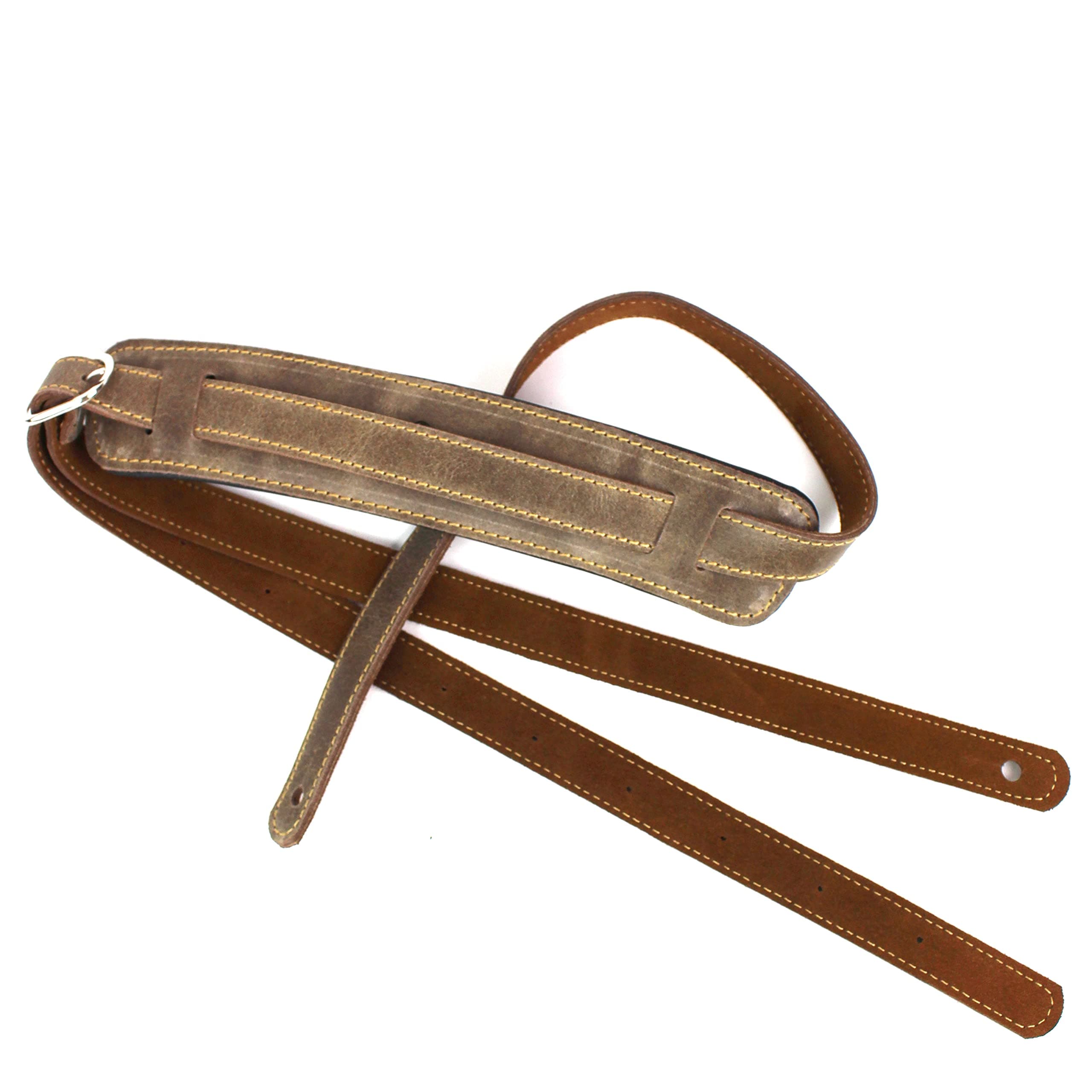Walker And Williams Antique Brown Premium Leather Vintage Guitar Strap Extra Long