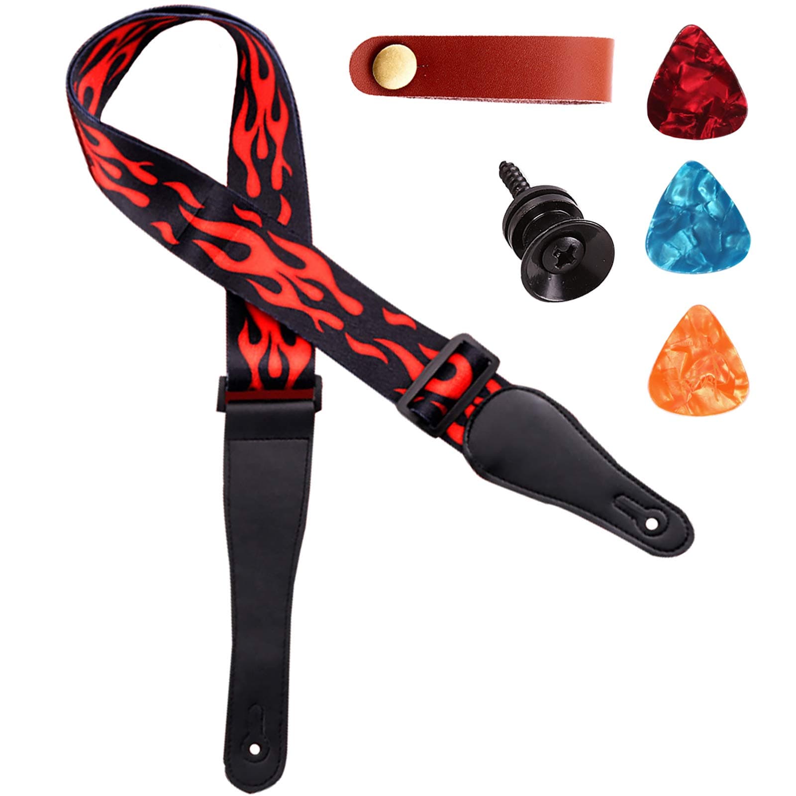 RAUYIVANY Adjustable Nylon & Polyester Guitar Strap (35-58 Inches) Flamingo Style