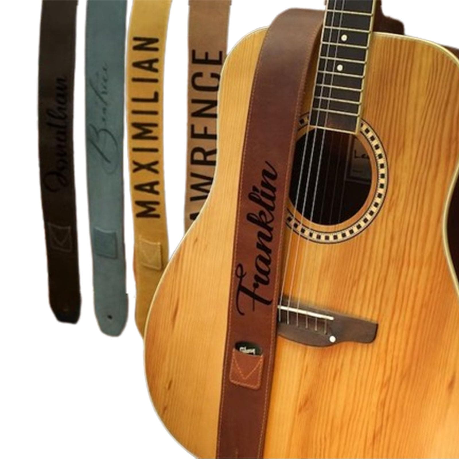 Engraved Text Custom Guitar Strap - Personalized Microfiber Leather Bass Strap Gifts for Men (Style 1)