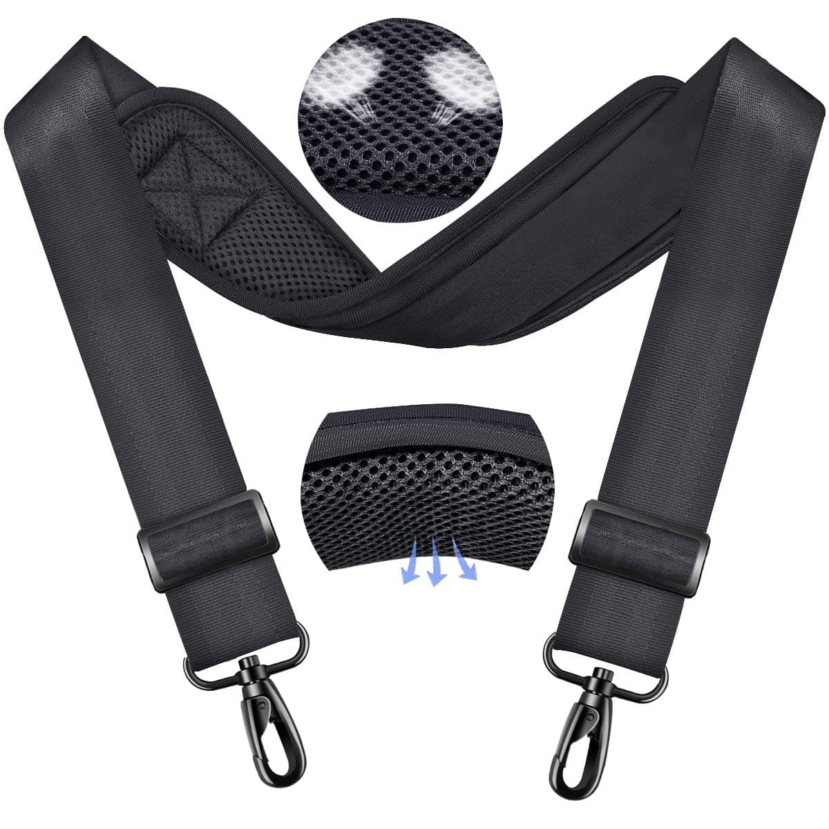 ZINMARK Ultra-Thick Shoulder Strap Crossbody Bag - Black