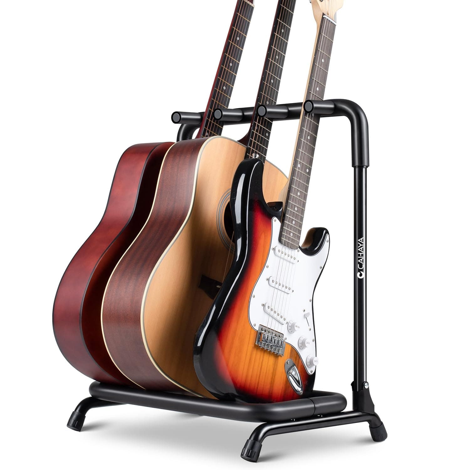 CAHAYA Multi Guitar Rack: 3 Holder Stand for Classical, Acoustic & Electric Guitars & Bass CY0344