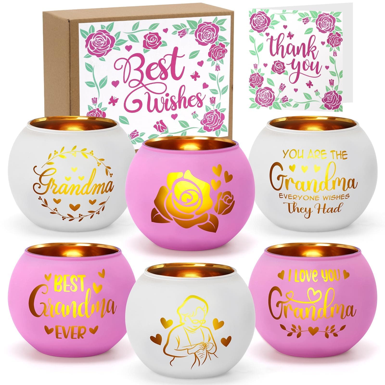 Grandma Gift: Mercury Glass Votive Candle Holders - Set of 6