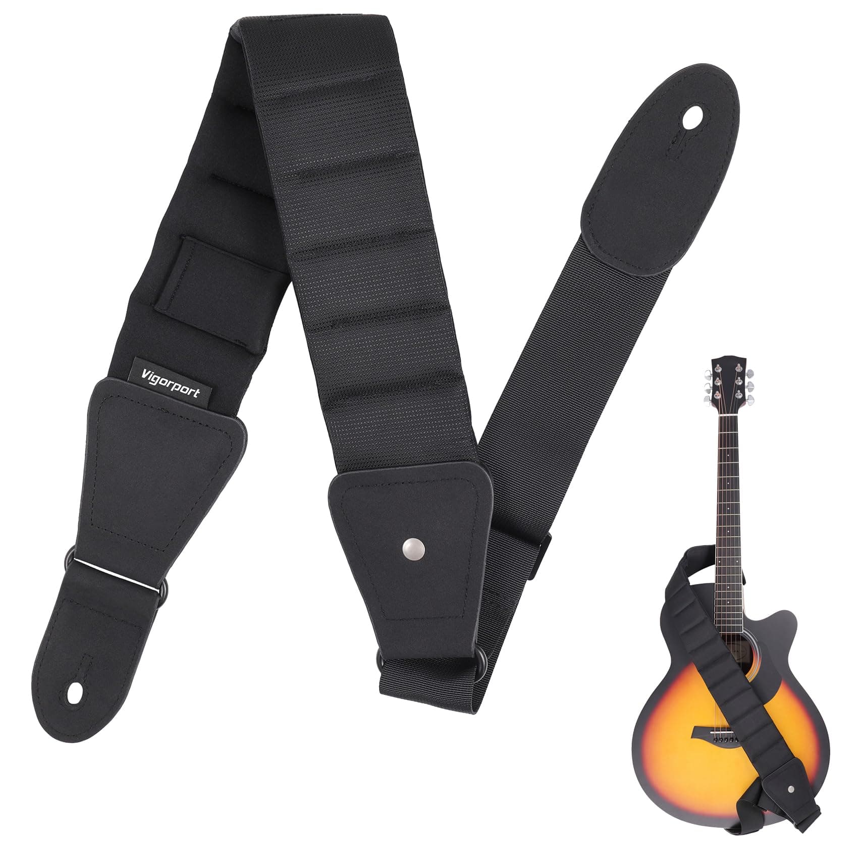 Vigorport Thick Padded Guitar Strap with Hidden Pick Holder