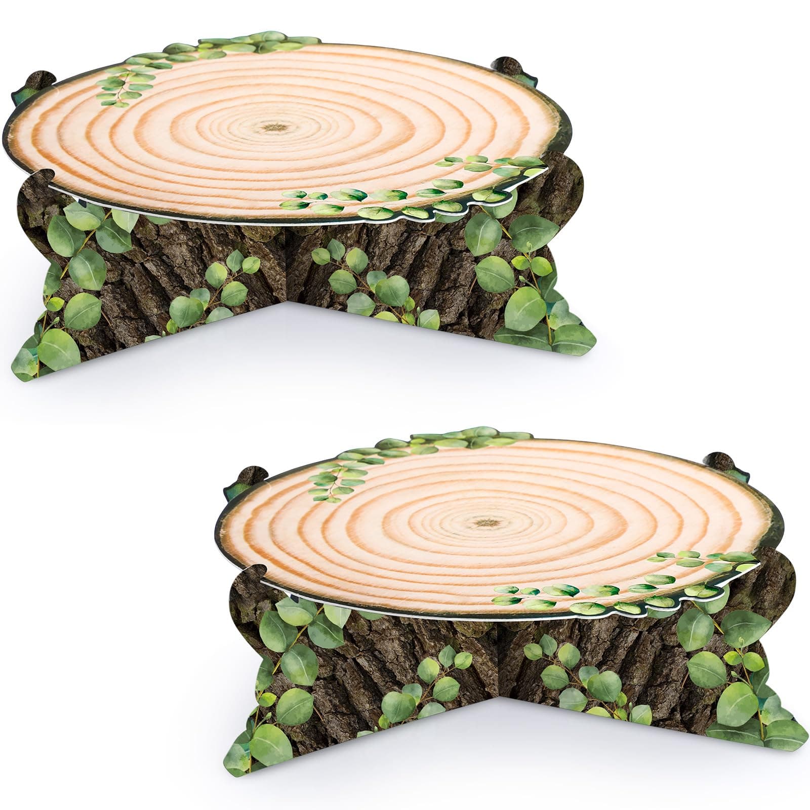 Zopeal Green Leaf Wooden Cupcake Stand for Baby Shower Decoration