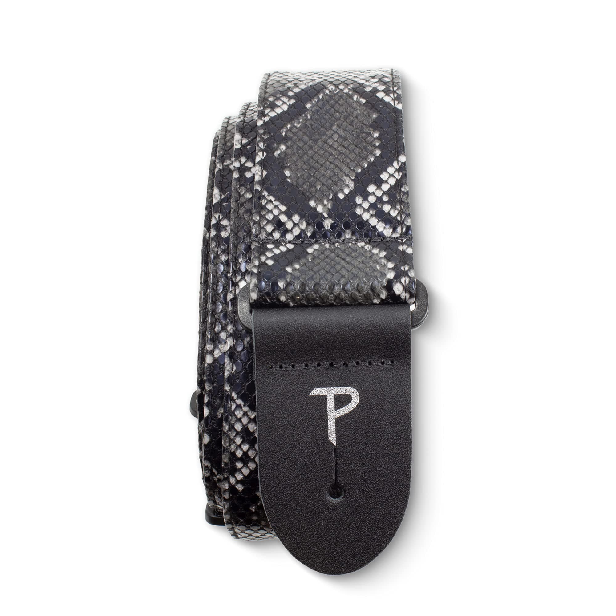 Perri’s Faux Snake Skin Guitar Straps - Jacquard Patterned, Adjustable 40" to 60", Black
