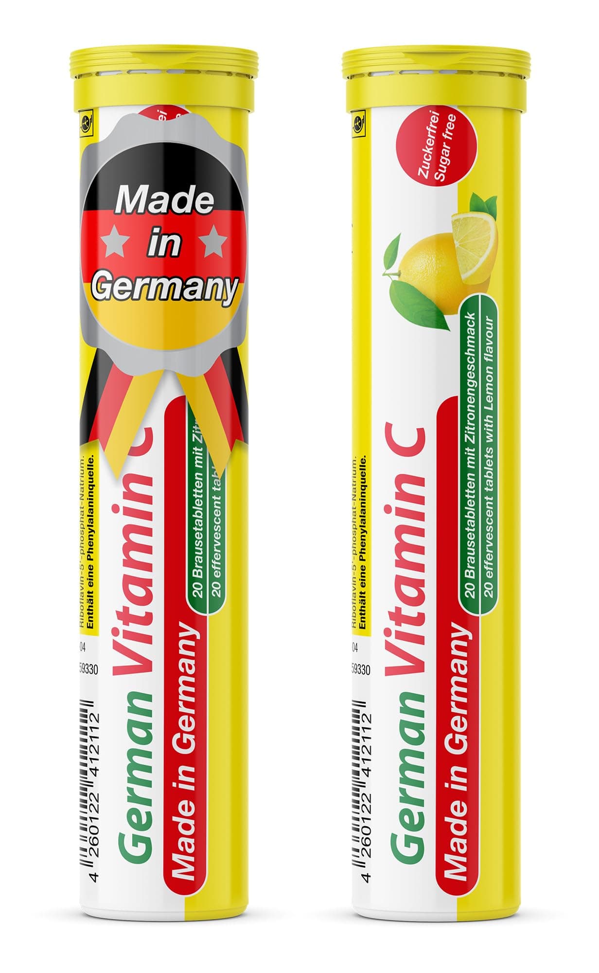 German Made Vitamin C 180 mg - 40 Lemon Lime Effervescent Tablets - Vegan