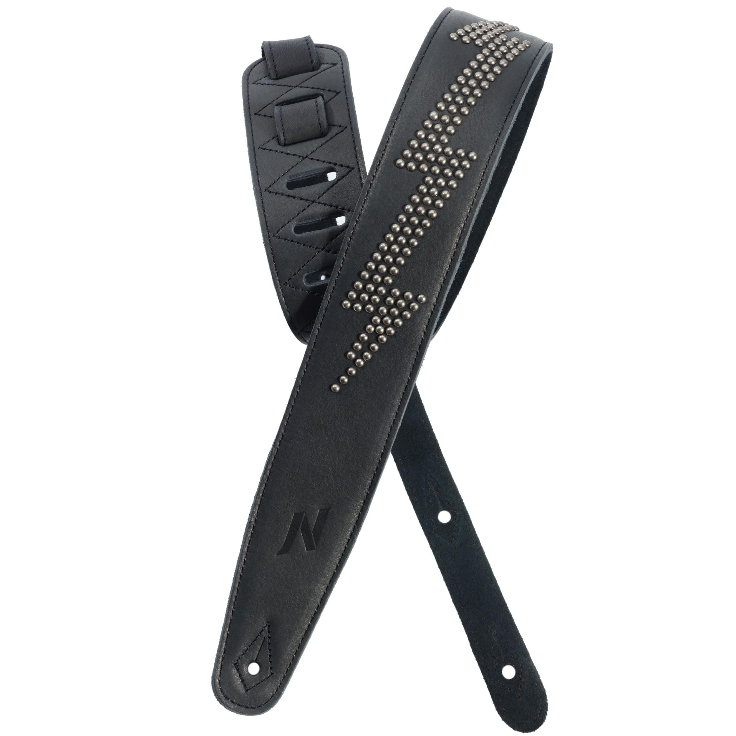 Nefelibata Full Grain Leather Guitar Strap with Lightning Silver Rivets