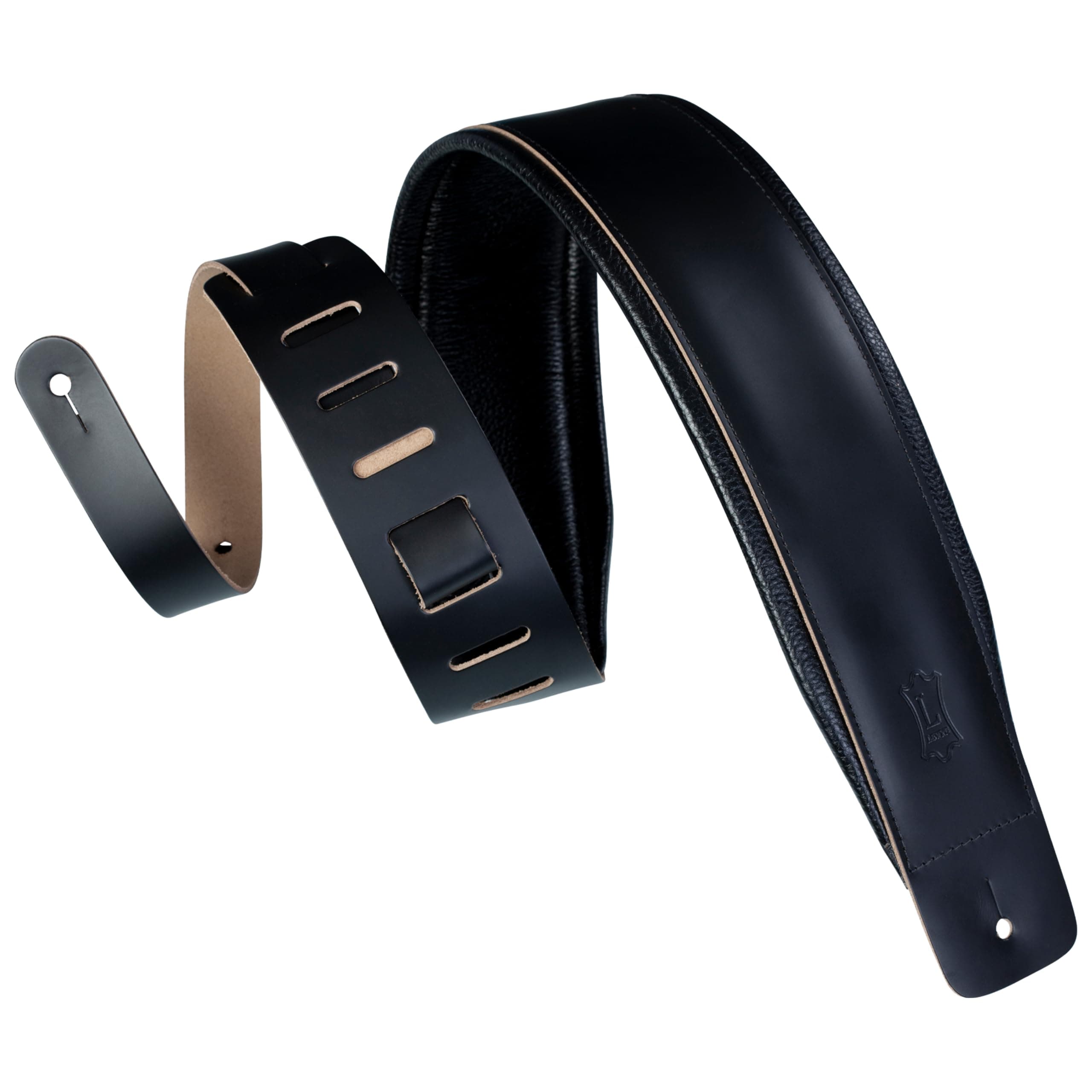 Levy's 3" Extra-Long Genuine Leather Guitar Strap Black