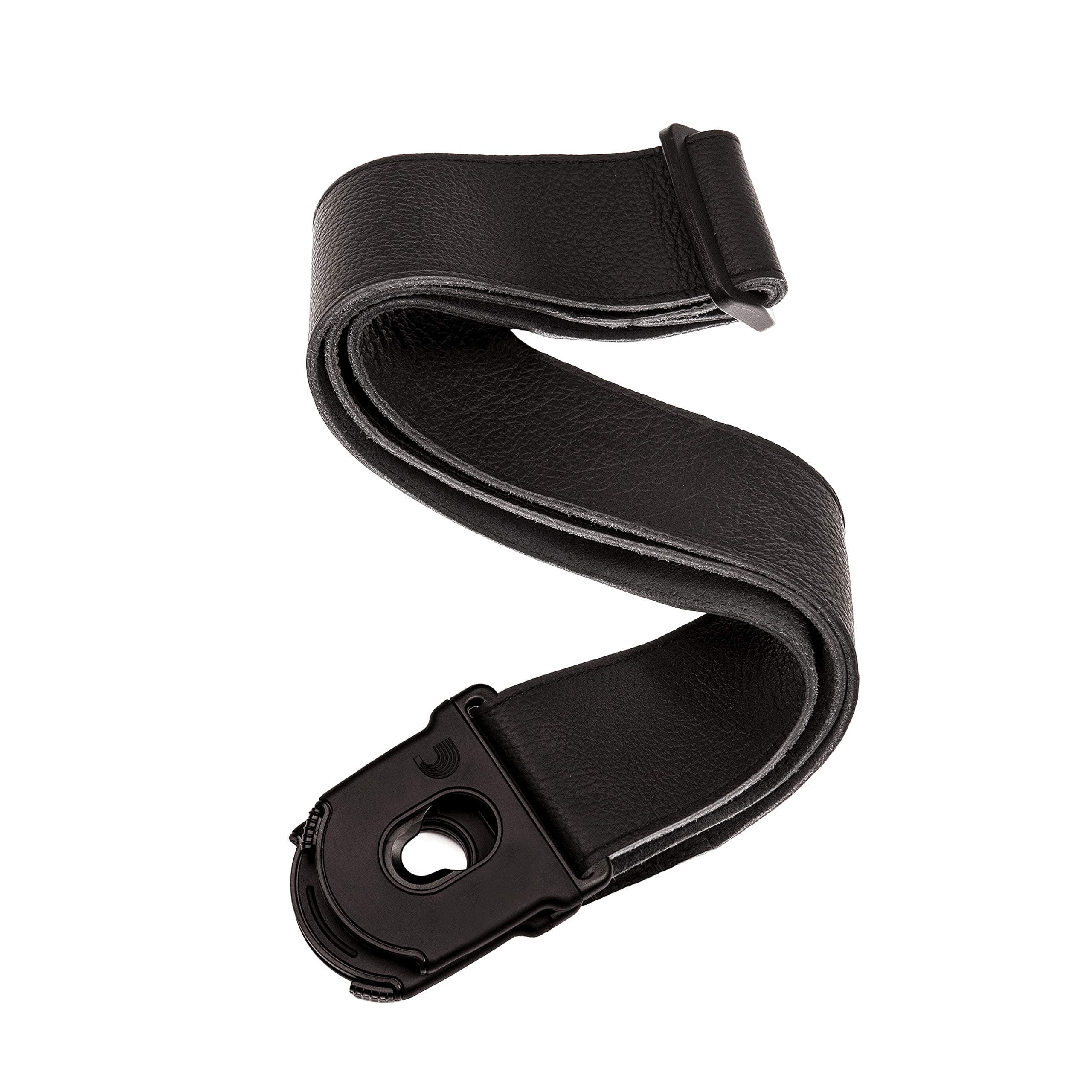 D'Addario Locking Leather Guitar Strap - Black