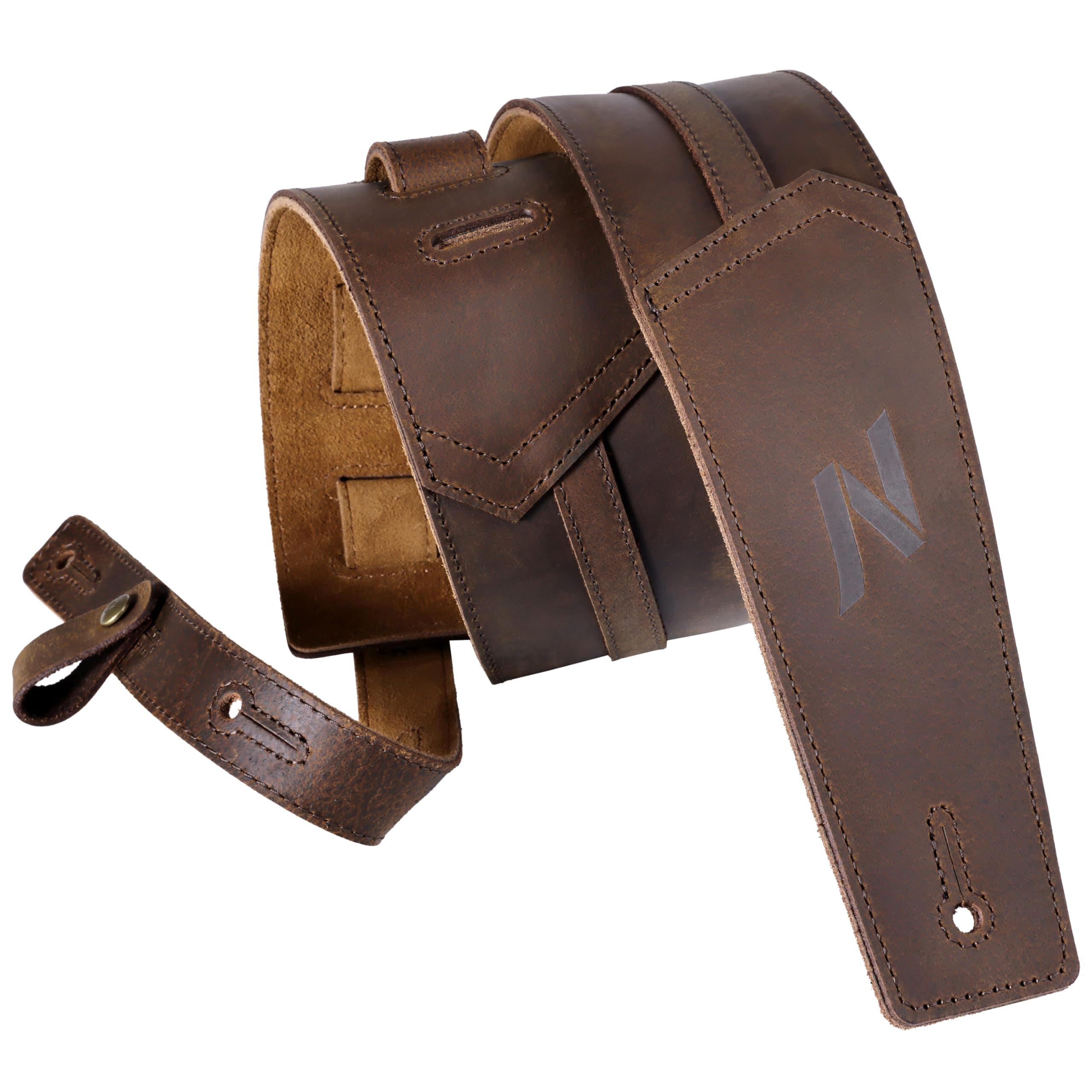 Nefelibata 3 Guitar Strap, Full Grain Leather, 57 Long with Foam Padding for Bass, Electric and Acoustic Guitars
