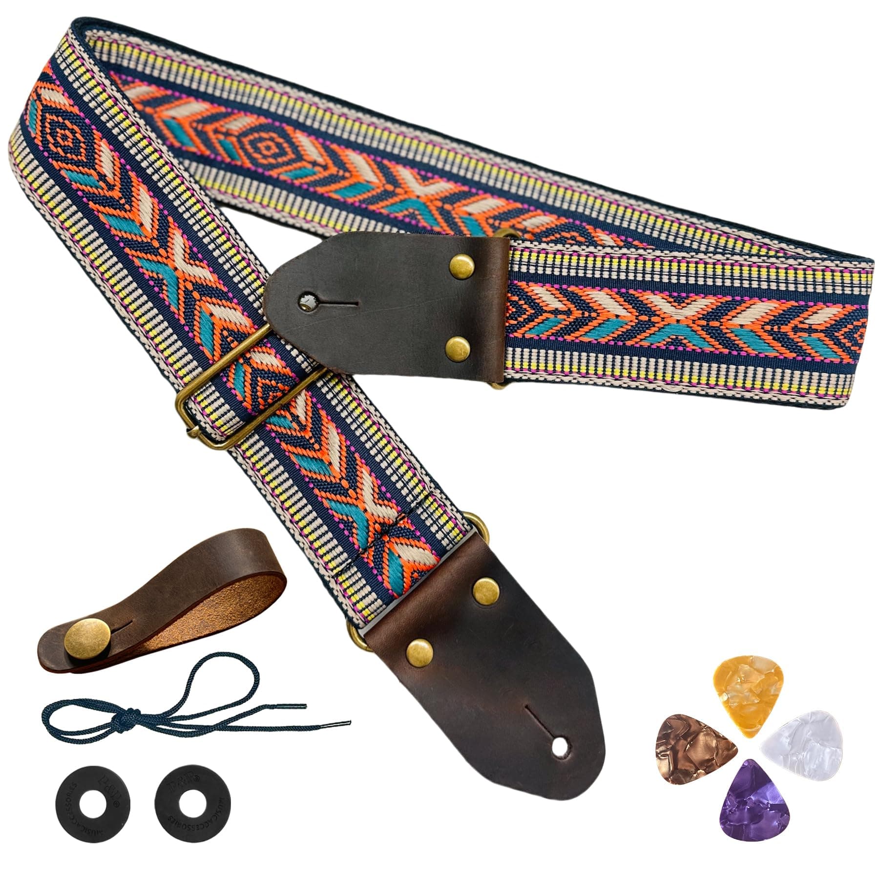 Comfortable Guitar Straps with Crazy Horse Leather Ends and Strap Button for Electric and Acoustic Guitars
| Premium Crazy Horse Leather Ends Guitar Straps with Button for Electric & Acoustic Bass
| Comfortable and Durable Crazy Horse Leather Ends G