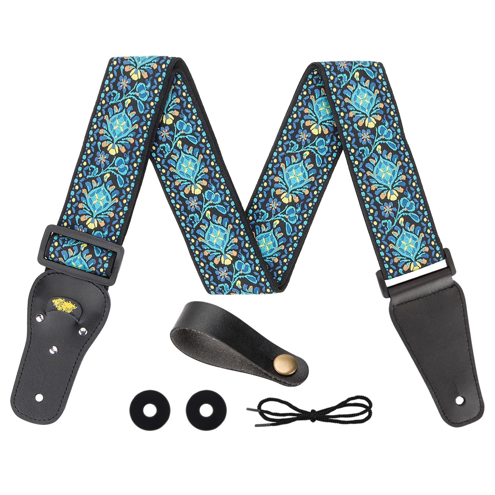 Silicone Lock Electric/Acoustic/Bass Guitar Strap with Cotton Jacquard