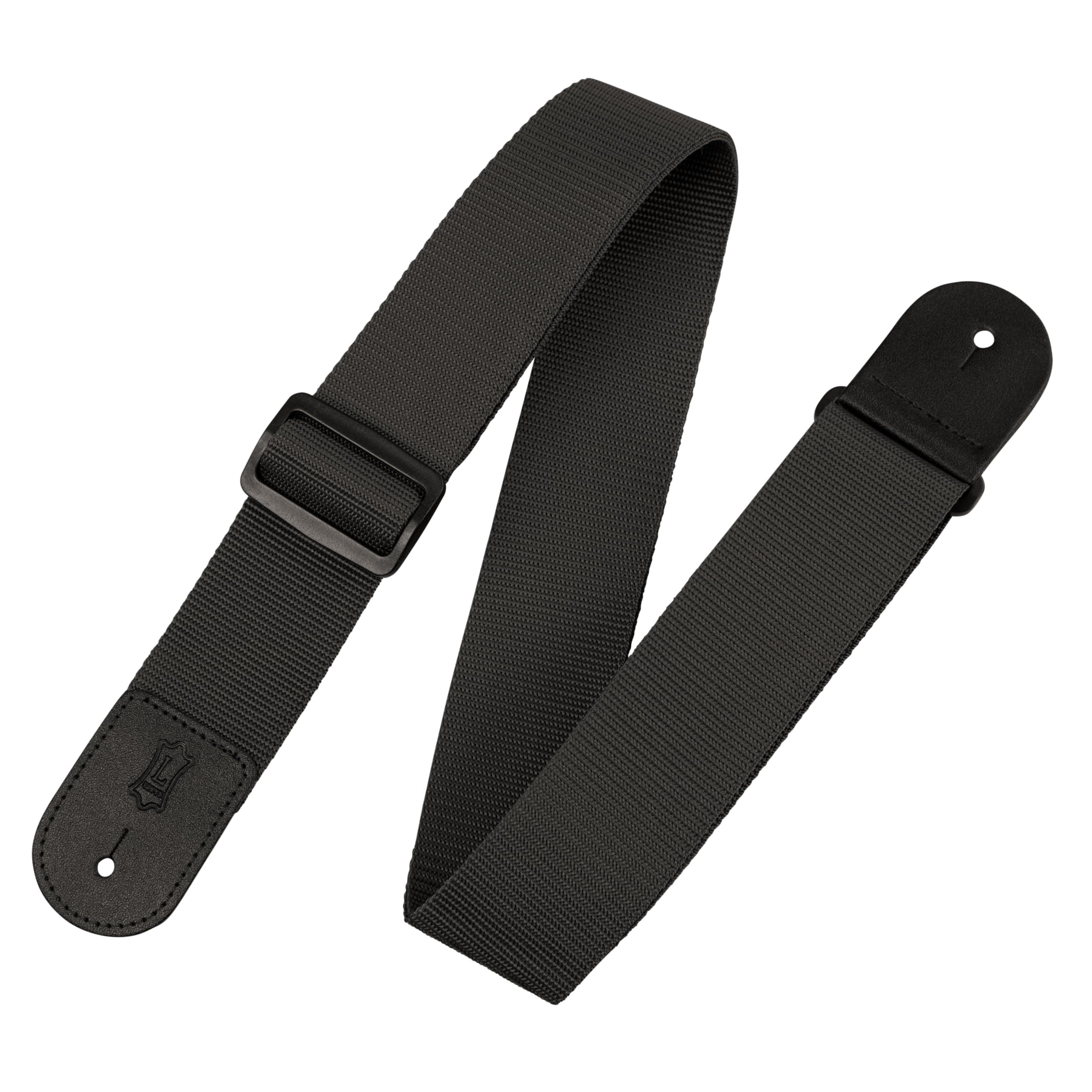 Levy's Polypropylene Guitar Strap with Leather Ends and Tri-Glide Adjuster; Black (M8POLY-BLK)