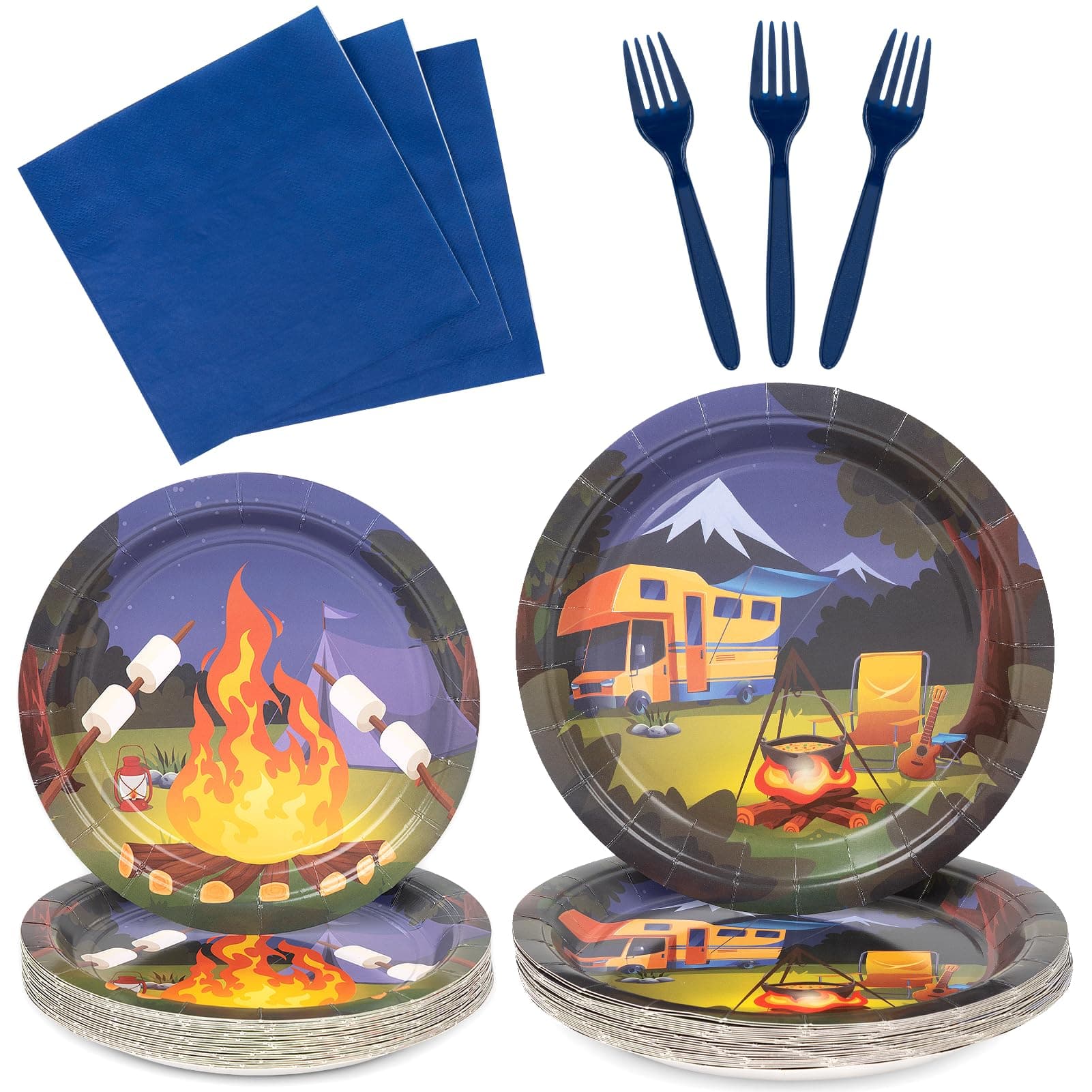 Camping Party Supplies for 24 Guests, 96PCS Total