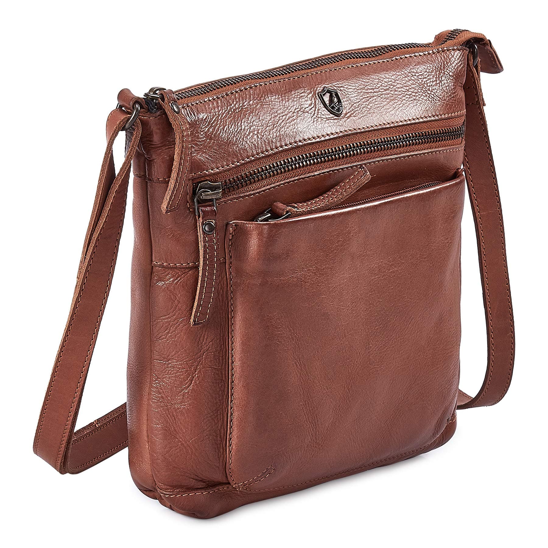 Vintage Real Leather Crossbody Bag for Women Travel Shoulder Purse Small